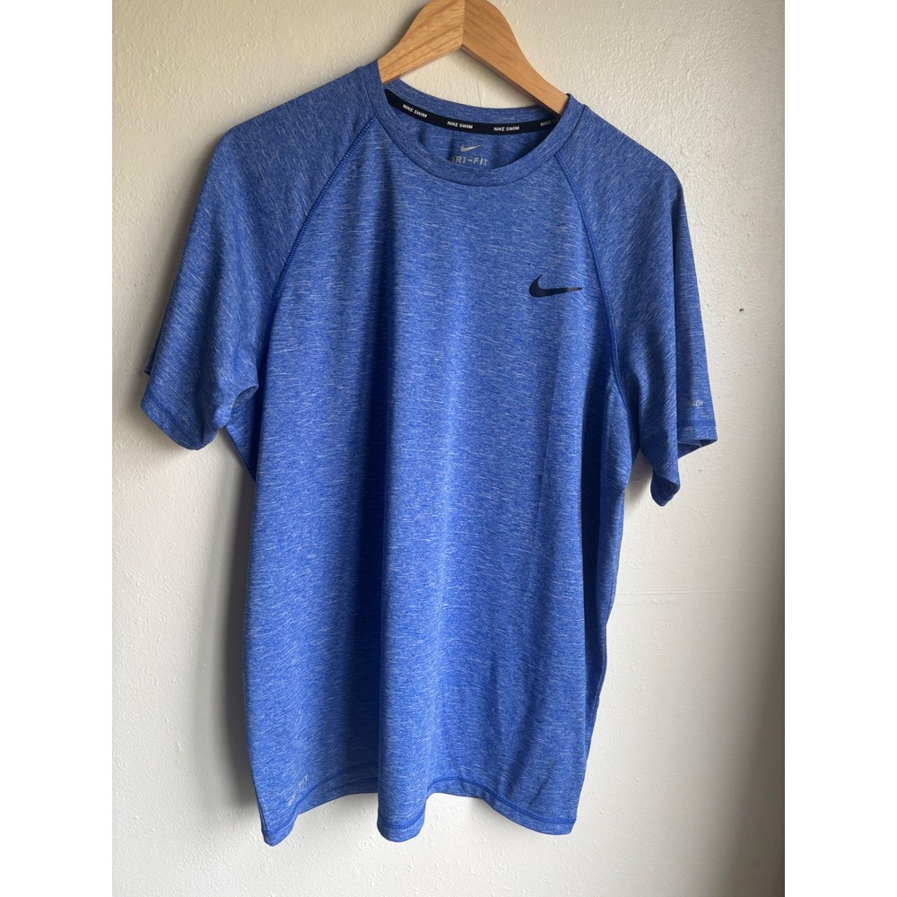 Nike Swim Dri-FIT Mens XL Blue Heather Rash Guard UPF 40+ NESS9534 Shirt